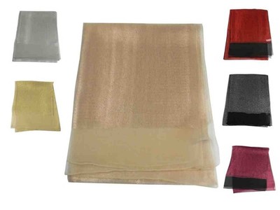 Seidenstola Organza Lurex Damen Schal Zeremonie Gold Silber Schwarz Rot Rose