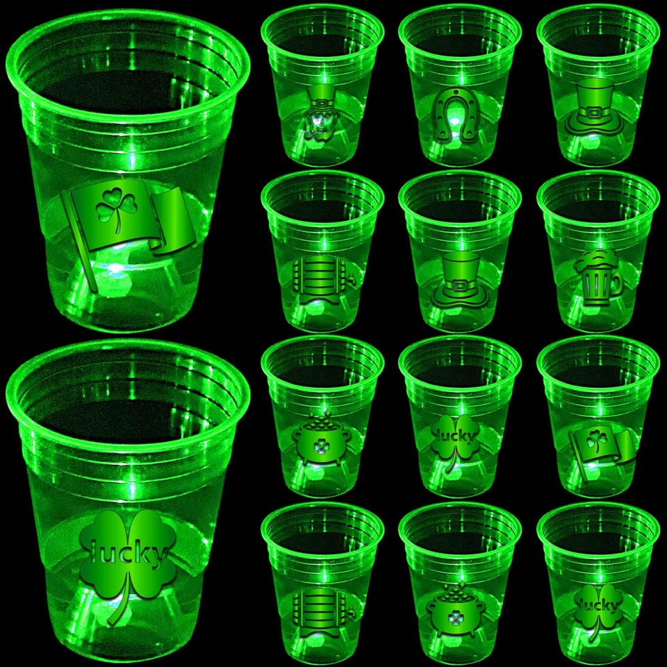 24 Pcs Glow St.Patrick's day Cups,St.Patrick's Day Party Supplies,Shamrock Party - Image 2 of 4