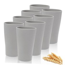EI Wheat Straw Cups 8pcs Grey Plastic Reusable Cups 8pcs Grey Wheat Straw Cups