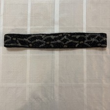 Vintage 80s black gold silver Beaded belt Artsy Dressy Fun