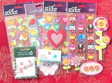#622 MIXED LOT OF  3D FABRIC GEM & FLAT STICKERS - SOME OPENED