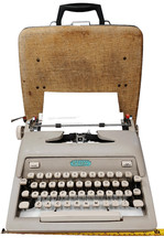 Vintage Royal Heritage Gray Metal Portable Typewriter w/ Tweed Carry Case, Works thumbnail