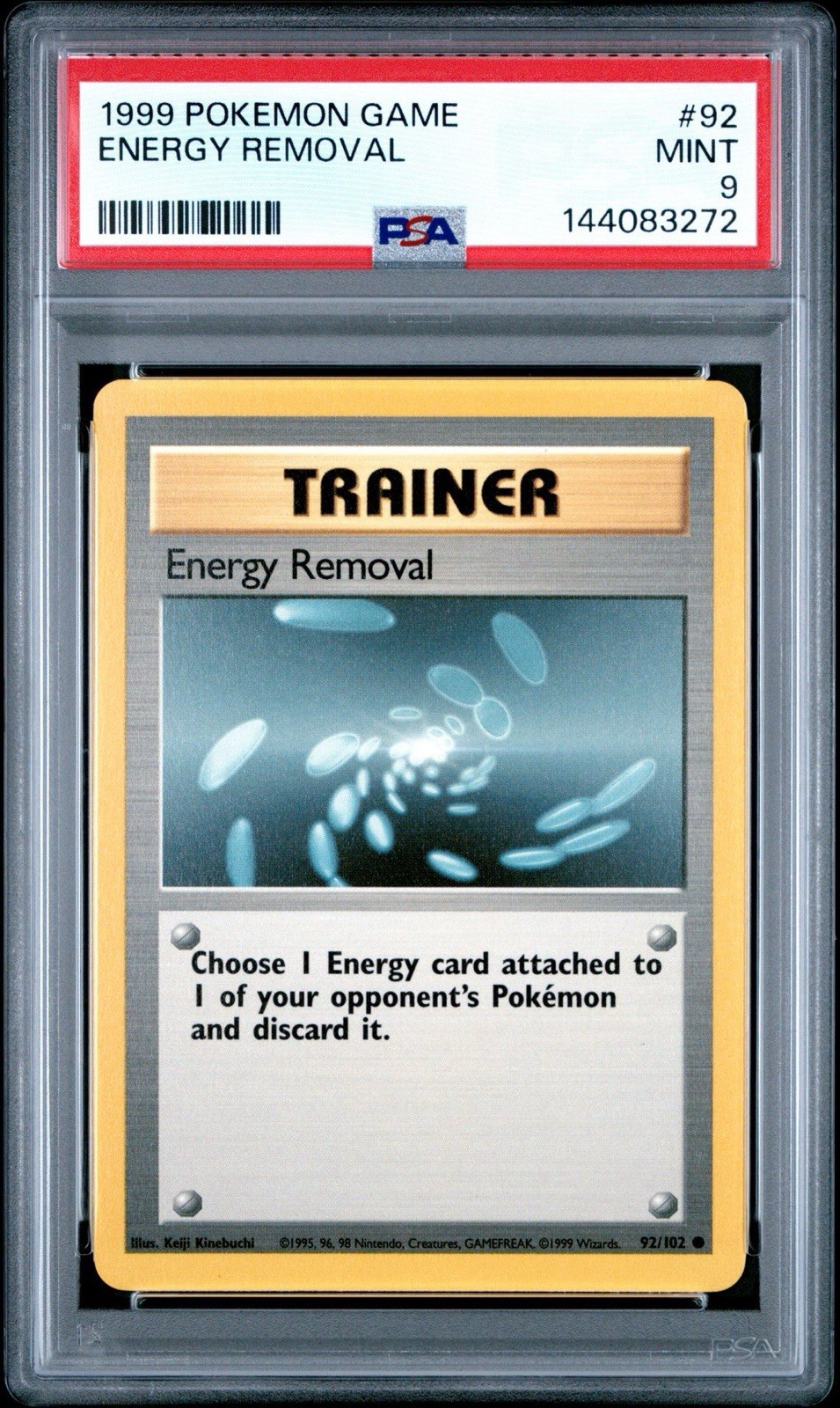 1999 POKEMON BASE SET UNLIMITED #92 ENERGY REMOVAL PSA 9