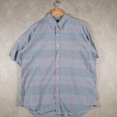 Vintage L.L.Bean Kariertes Kurzarm Hemd mit Knöpfen Herren Large Blau