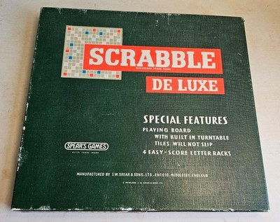 Spear's Scrabble Deluxe Vintage Lock In Fliesen Plattenspieler Wirbel Ritzung komplett