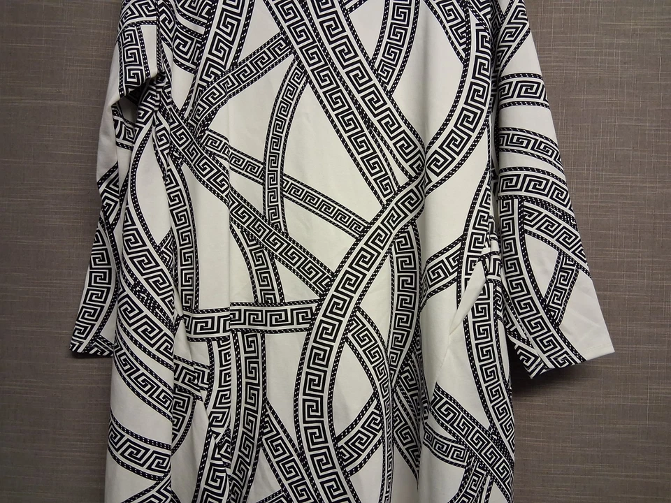 Vestido LUX LUNA Tamanho Único Preto Branco Grego Chave Lagenlook Feito na Itália Peculoso Novo - Imagem 3 de 4