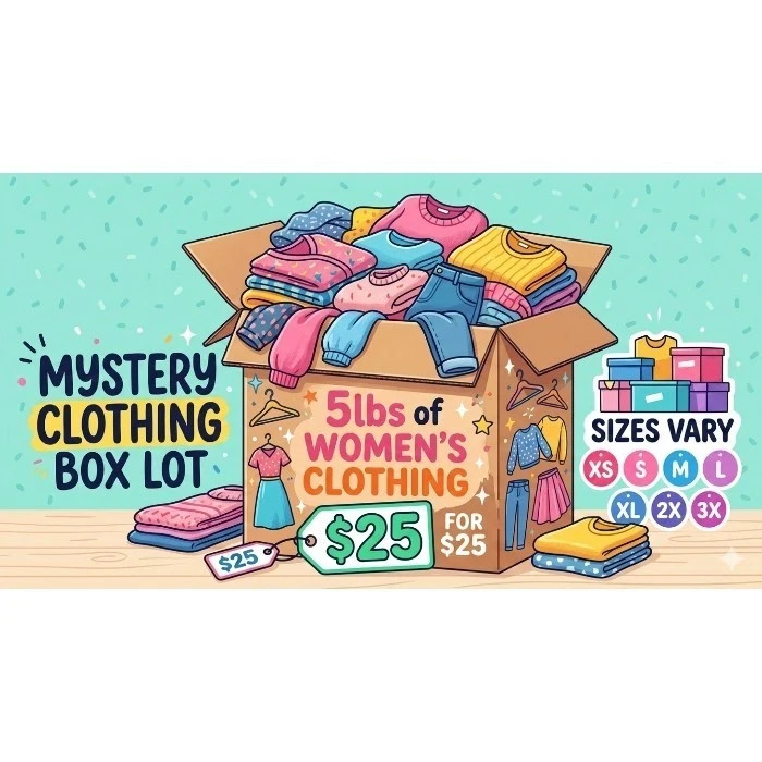 New With Tags Women’s 5-6 Piece Mystery Box – Fashion Surprise Bundle Mystery Bags in Blue Bell! Each contains one groovy glob  main image 4