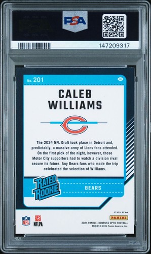 2024 Panini Donruss Optic Caleb Williams Green Hyper Rated Rookie #201 PSA 8 - Picture 2 of 2