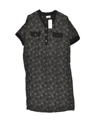 CARLA FERRONI Womens Short Sleeves Sheath Dress IT 48 XL Black Floral JX26