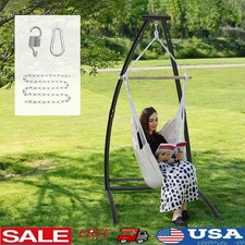 C Type Hammock Chair Stand Indoor Outdoor Swing Metal Adjustable Space Saving US