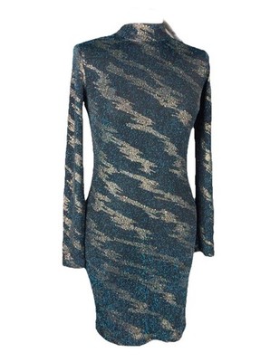 Brandneu mit Etikett £34 Topshop figurbetontes glitzerndes Kleid UK 6 metallische Fäden brandneu D5