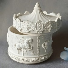 Silicone Carousel Resin Mold with Lid Epoxy Casting Candle Jar Storage Box