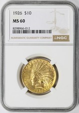 1926 $10 Indian Head Gold Eagle NGC MS60