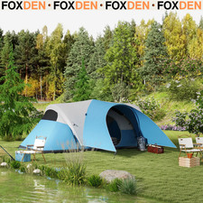5 6 Man Camping Tent 3000mm Waterproof Mesh Windows Porch Canopy Blue Air FOXDEN