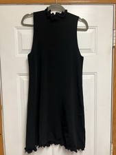 Zara Little black dress Mockneck Lettuce Hem Dress 