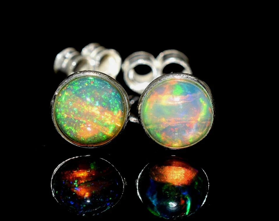 Michooyel Orecchini a bottone con opale in argento sterling da