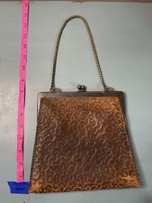 Vintage 1920's Flapper Girl Tooled Leather Purse - Handbag Antique Handbag