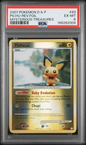 2007 Pichu #93 Mysterious Treasures Reverse Holo PSA 6 EX-MT 166262009