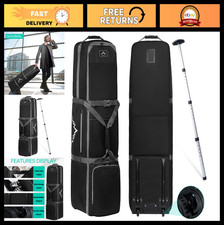 Golf Travel Bag with Adjustable Support Rod, Heavy Duty 900D Oxford Fabric, Whee