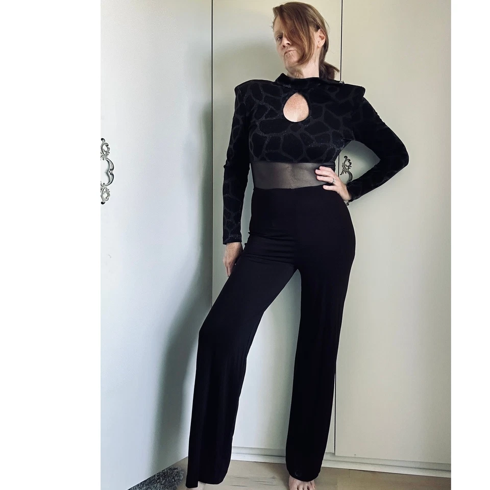 Vintage 90s Cache Jumpsuit Animal Print Size 6 Brown Sexy Open Back Catsuit USA - Image 3 of 4