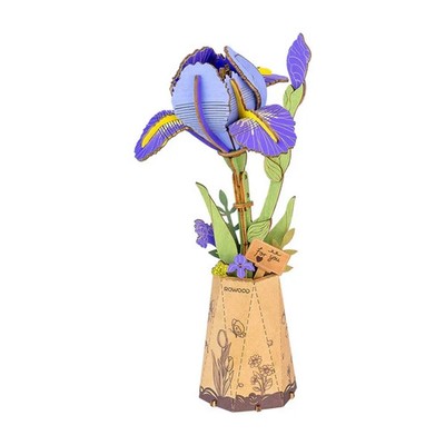 Rowood TW121 Purple Iris DIY Wooden Flower 3D Puzzle