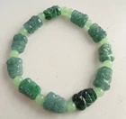 Certified Green Natural A Jade Jadeite Carved Dragon Pi Xiu Coin Bead Bracelet