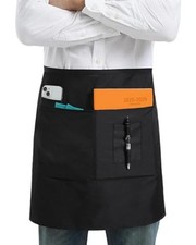Unisex Bistro Half Aprons with 4 Pockets, Standard 1 Pack Black Bristo Apron