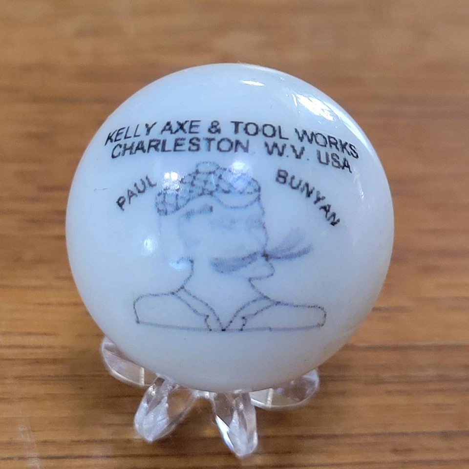 PAUL BUNYAN KELLY AXE TOOL HATCHET ADVERTISING MARBLE 1" SHOOTER SZ COLLECTOR  - Image 1 of 4