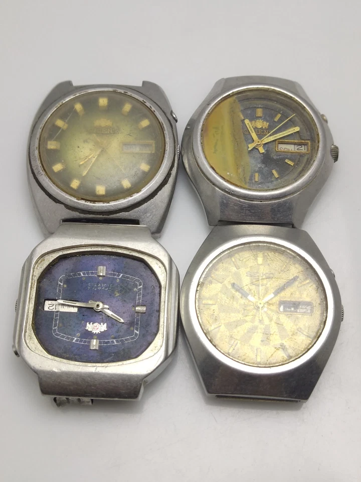 LOTE DE COLECCIÓN DE 4x RELOJES DE PULSERA ORIGINALES JAPÓN MIX MOVIMIENTO AUTOMÁTICO PARA HOMBRES PARA PIEZAS Foto 2 de 4