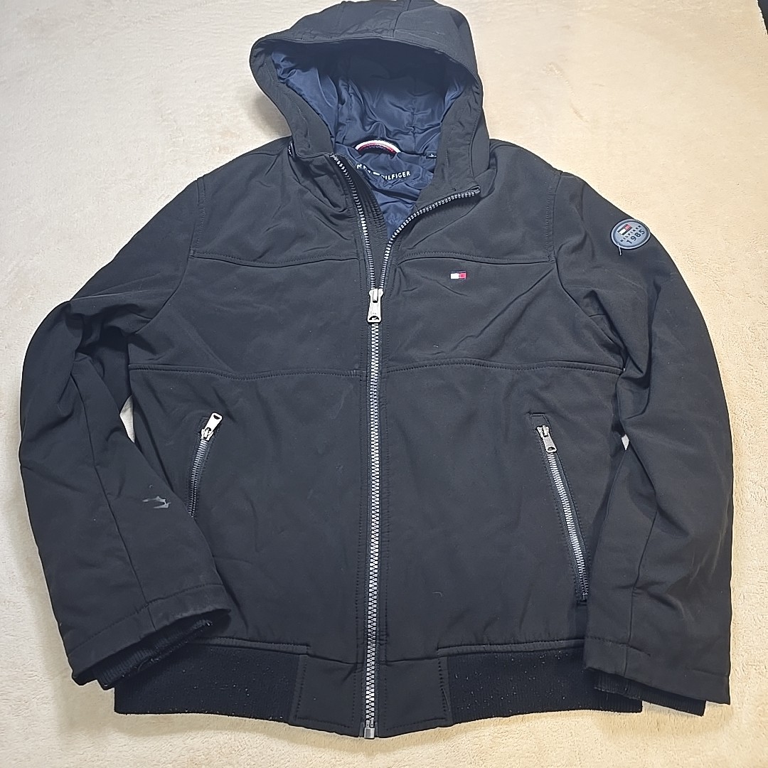 Tommy Hilfiger Jacket Mens Large Black Hooded Parka Outdoor Sports Active Coat