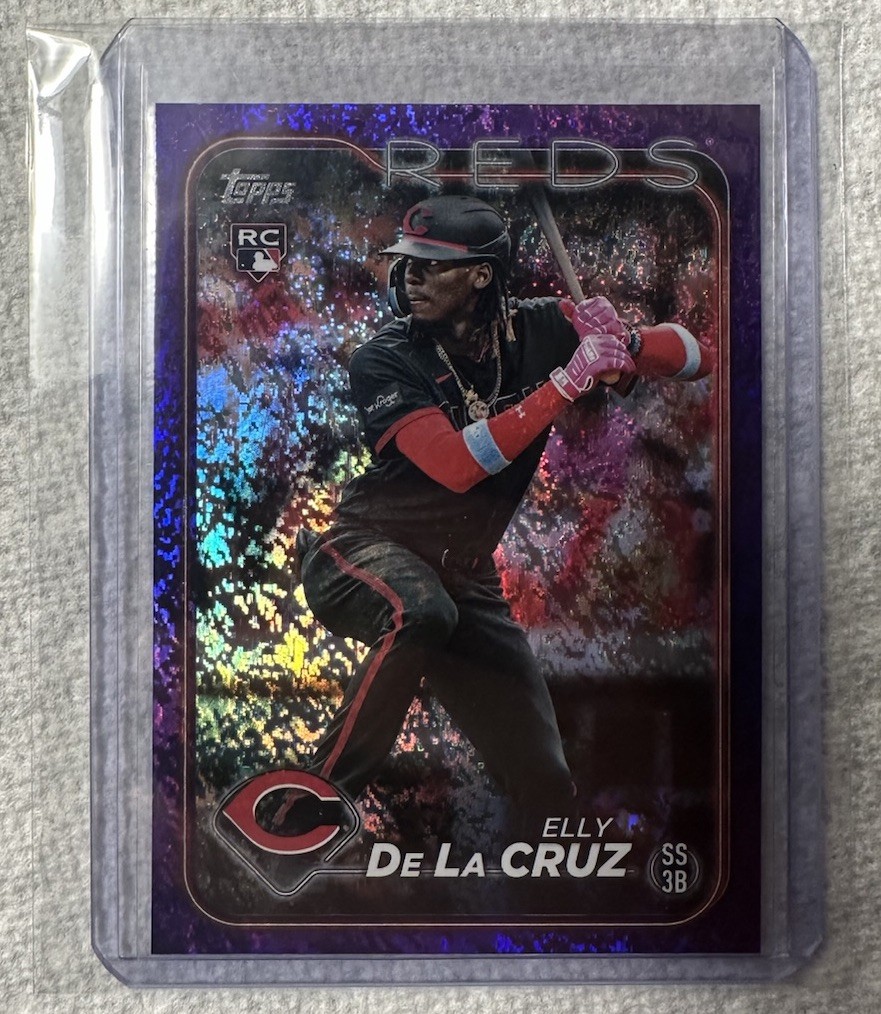 2024 Topps Series 1 Elly De La Cruz Rookie Purple Holo Foil /799 Reds #141