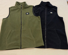 CAT Fleece Vest Set Of 2 Youth Large 14-16 Black, Olive Green
