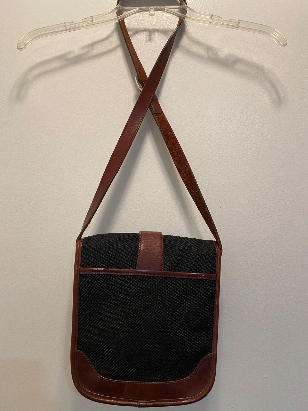 Brighton Vintage Shoulder Bag Brown Black Leather Canvas Messenger Purse thumbnail 3
