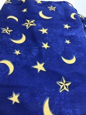 Pair of Twin Bed Skirts Blue Gold Moon Star Sky Dust Ruffles 2 Skirts Springs L6