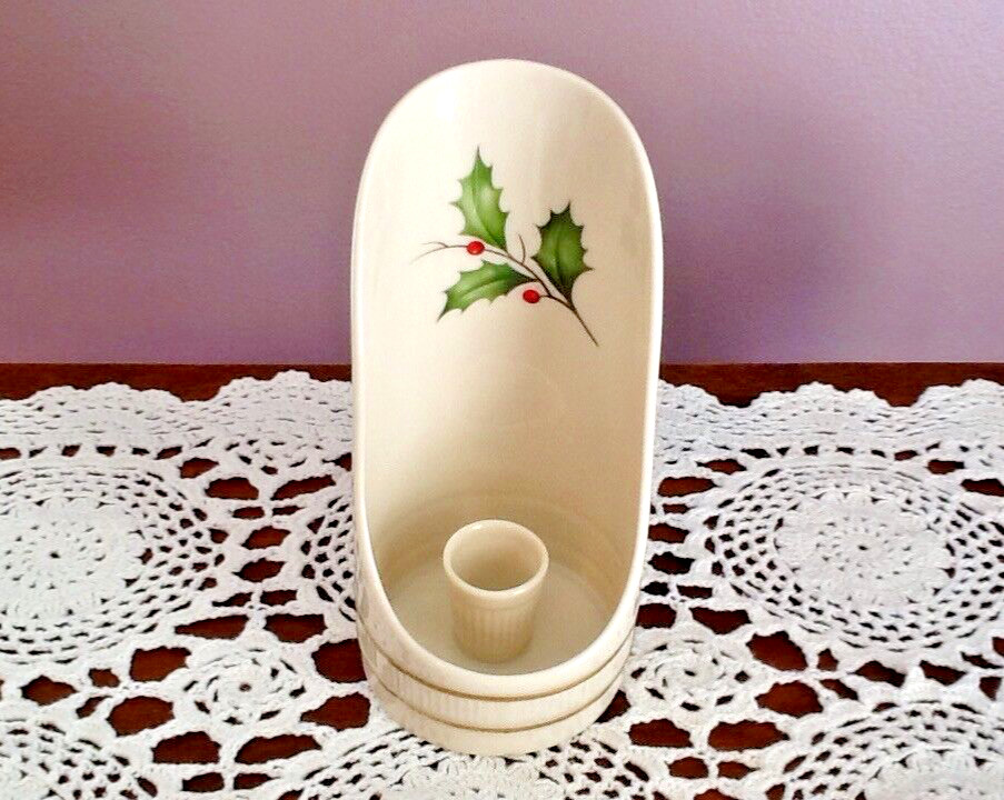 W/ Handle 7 1/2" Holly & Berries 24k Gold Trim