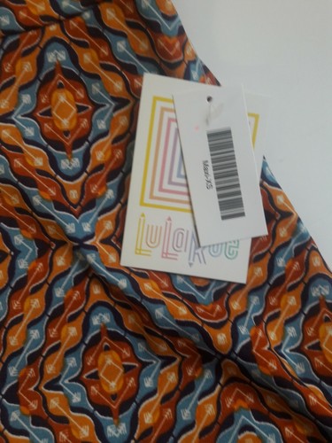 Lula Roe women's XS poly/spandex Maxi orange/blue block print NWT - Picture 3 of 5