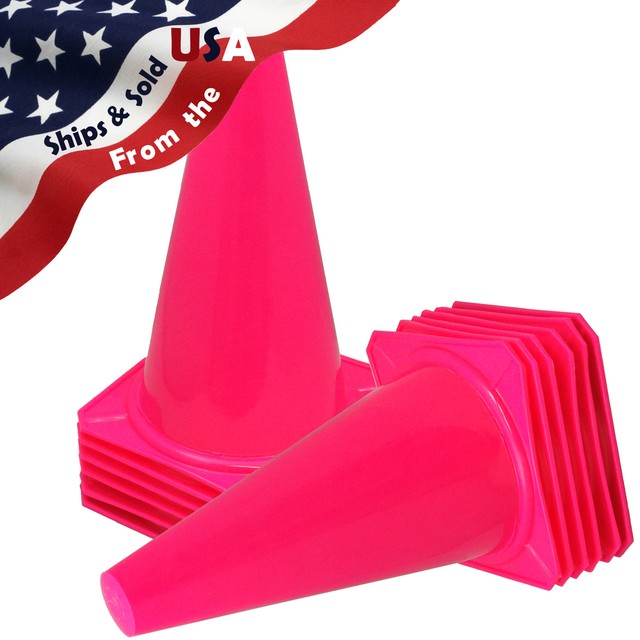 9" Tall PINK CONES Sports Training Safety Cone Qty 12 eBay