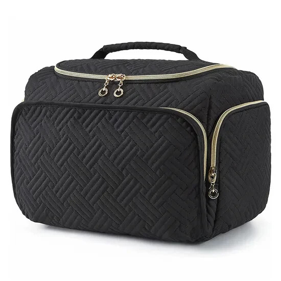 Trousse de maquillage compacte anti-tache | Sac cosmétiques noir grand volume étanche