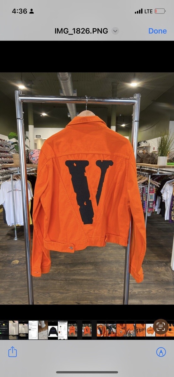 vlone デニムジャケット NEW VLONE Black Purple Friends Embroidered V Graphic Denim