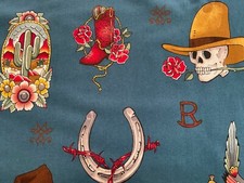 Alexander Henry Forever Western skull cowboy snake cactus boots BTY OOP