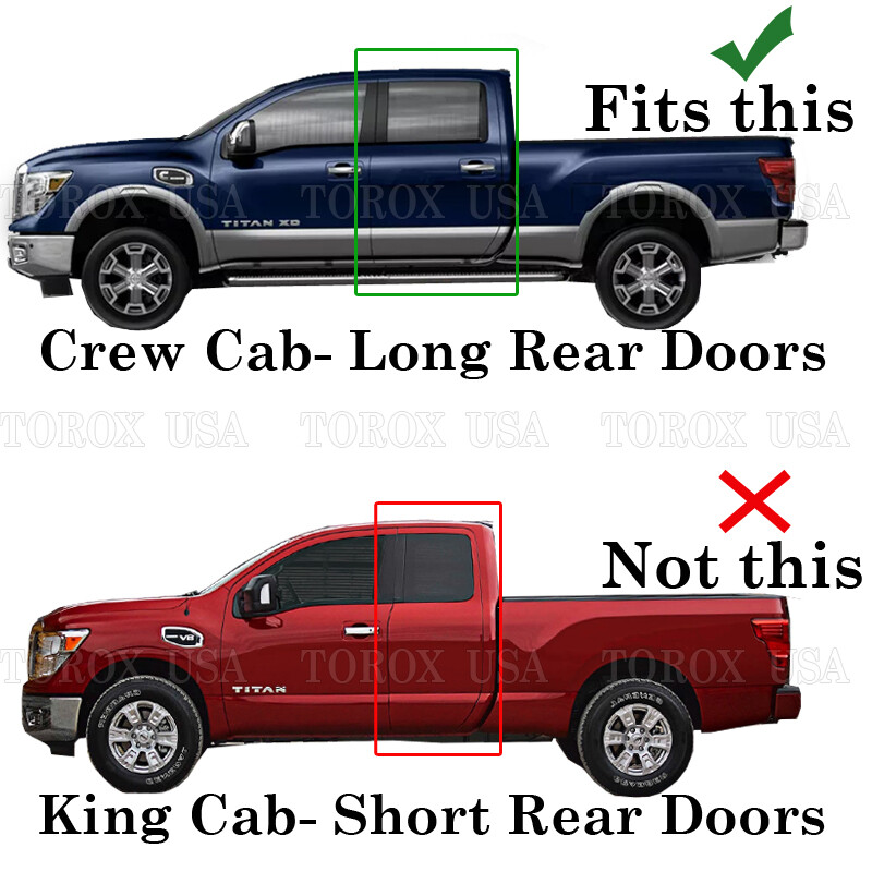 For 2016-2024 Nissan Titan/XD CREW Cab SMOKE Door Vent Window
