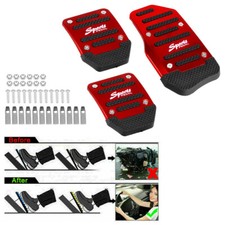 3 Piece Universal Car Non-slip Manual Gas Brake Foot Pedal Pad Cover Set Red