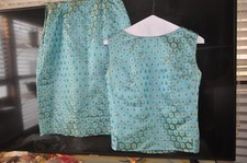 VTG 1960S LORD TAYLOR BRITISH HONG KONG WOMENS 2PC SATIN LINED TOP, SKIRT SZ 10