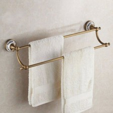 Antique Brass Wall Mounted Towel Rack Bar Double Rail Holder Bathroom Accessory