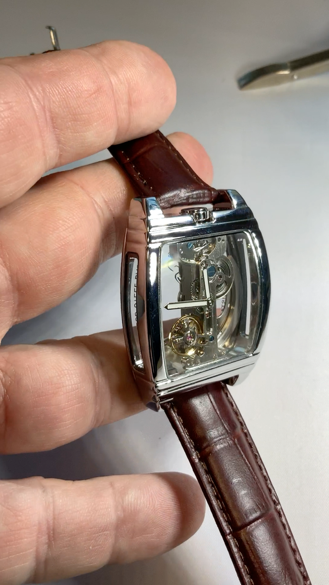 Mens Skeleton Mechanical Waterproof Luxury Watch Leather Hollow