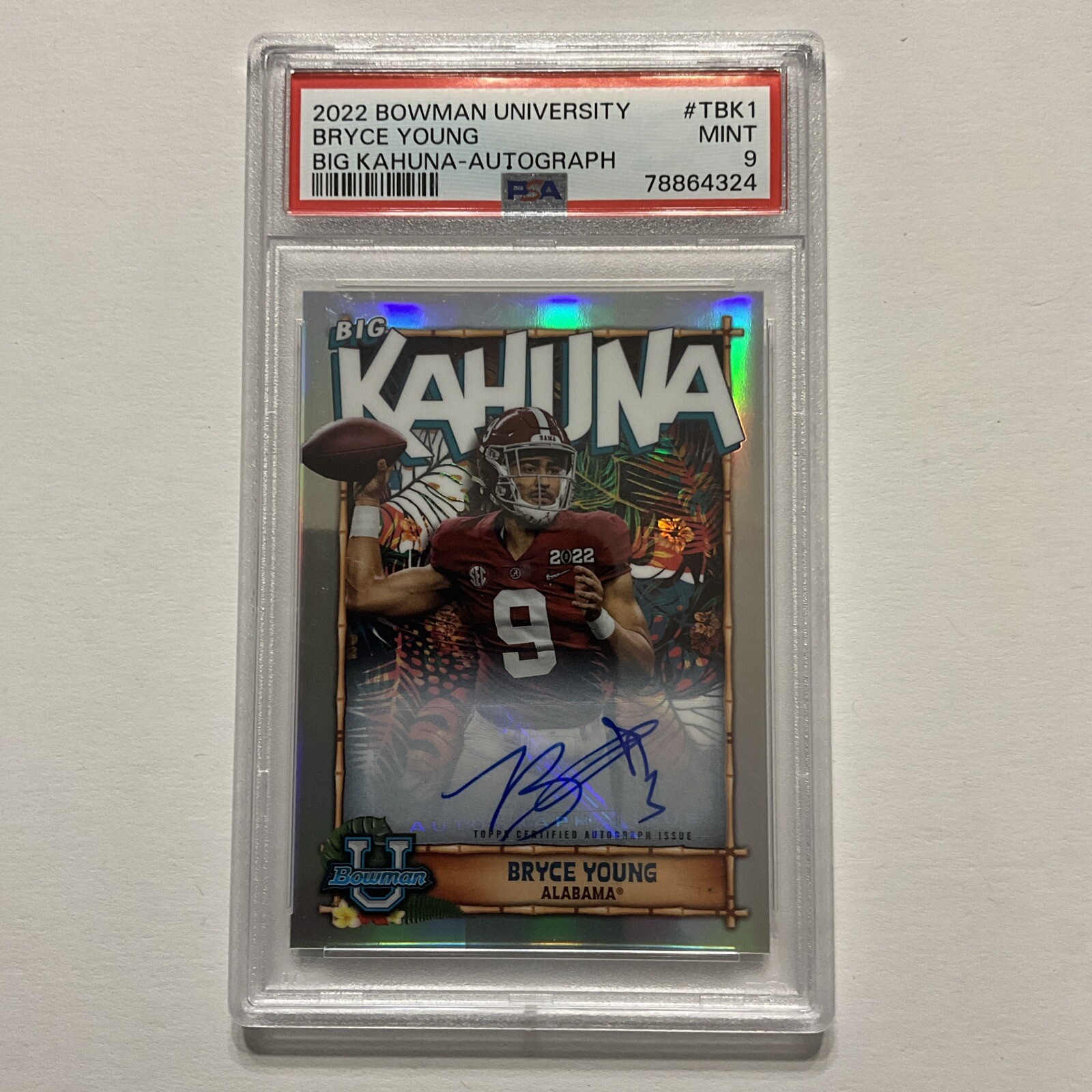 BRYCE YOUNG 2022 Bowman Chrome University BIG KAHUNA 38/150 - PSA 9 Mint