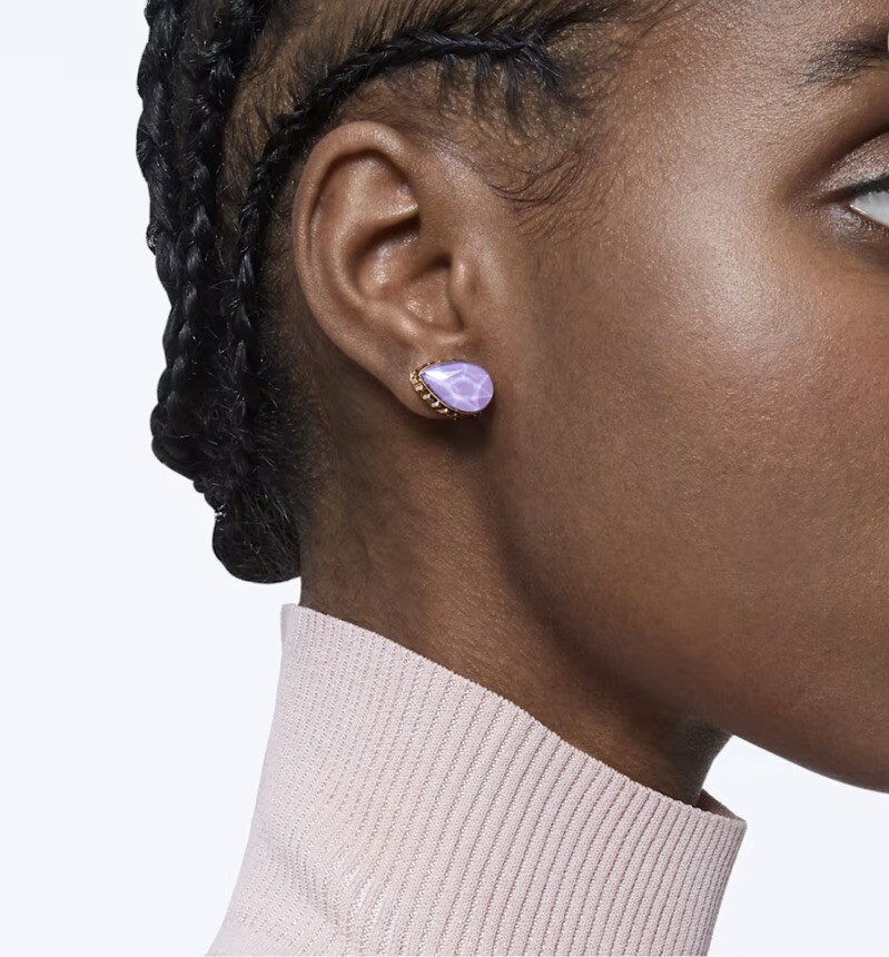 Swarovski Orbita stud earrings Drop cut Multicoloured Gold