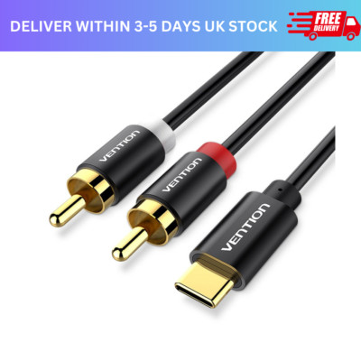 USB Type-C to 2 RCA Male Stereo Audio Cable USB-C Jack Converter Adapter Cord