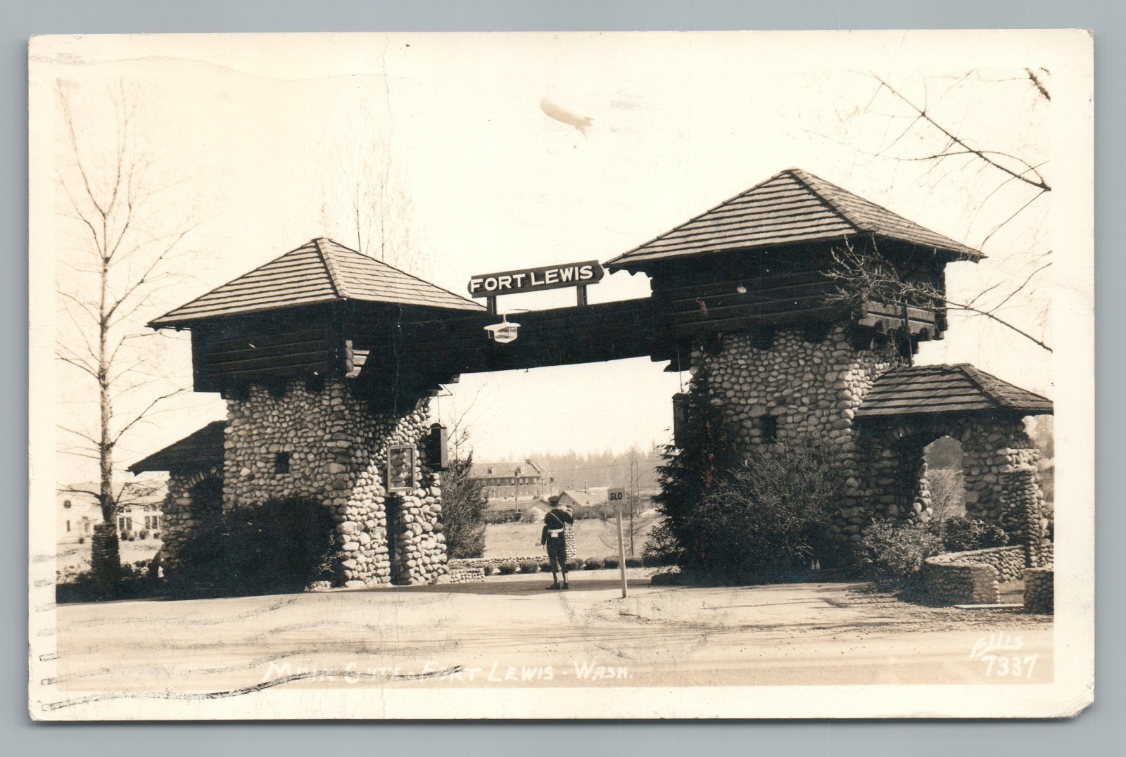 Entrance Gate—Fort Lewis Washington RPPC Rare Vintage Army Base Photo