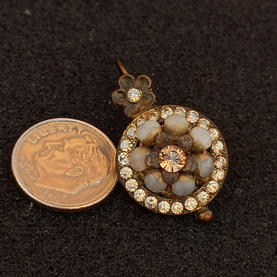 Michal Negrin Earrings Beads and Swarovski Crystals Round Chunky Flower Gift VTG - Image 4 of 4